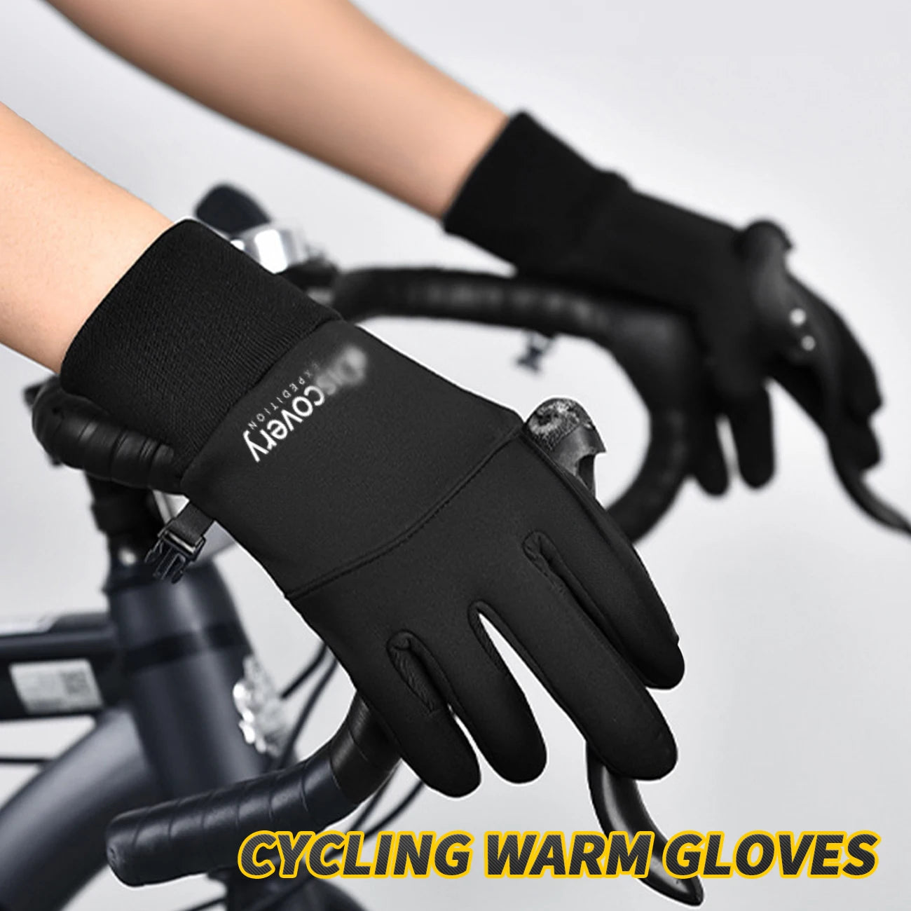 1 Pair Men's Winter Bicycle Gloves Touch Screen Windproof Warm Gloves Waterproof Sports Full Finger Warm Bicycle Outdoor Gloves