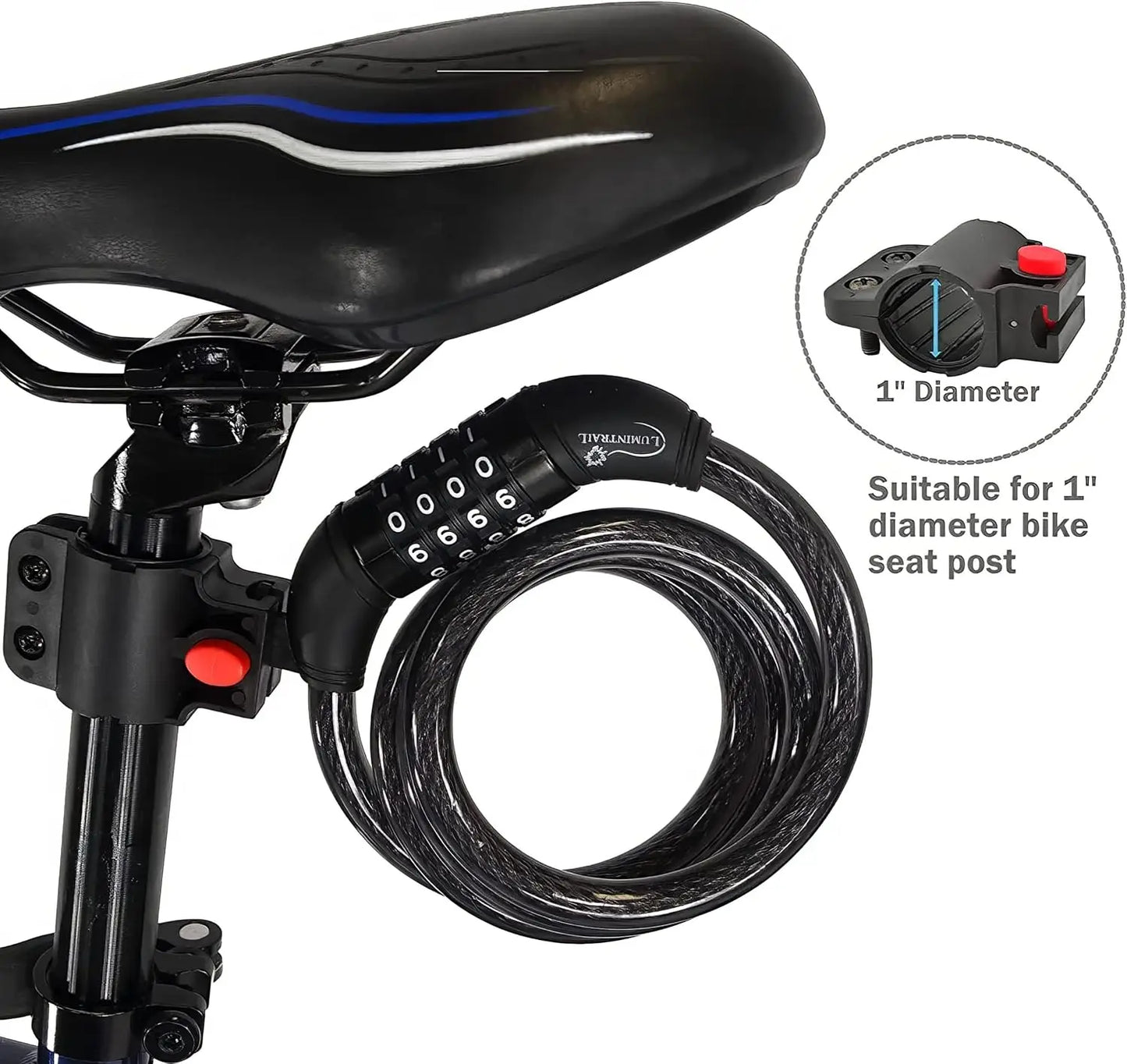 6ft Heavy Duty Bike Cable Locks 2 Pack with Combination & Mounting Bracket - Anti-Theft Black