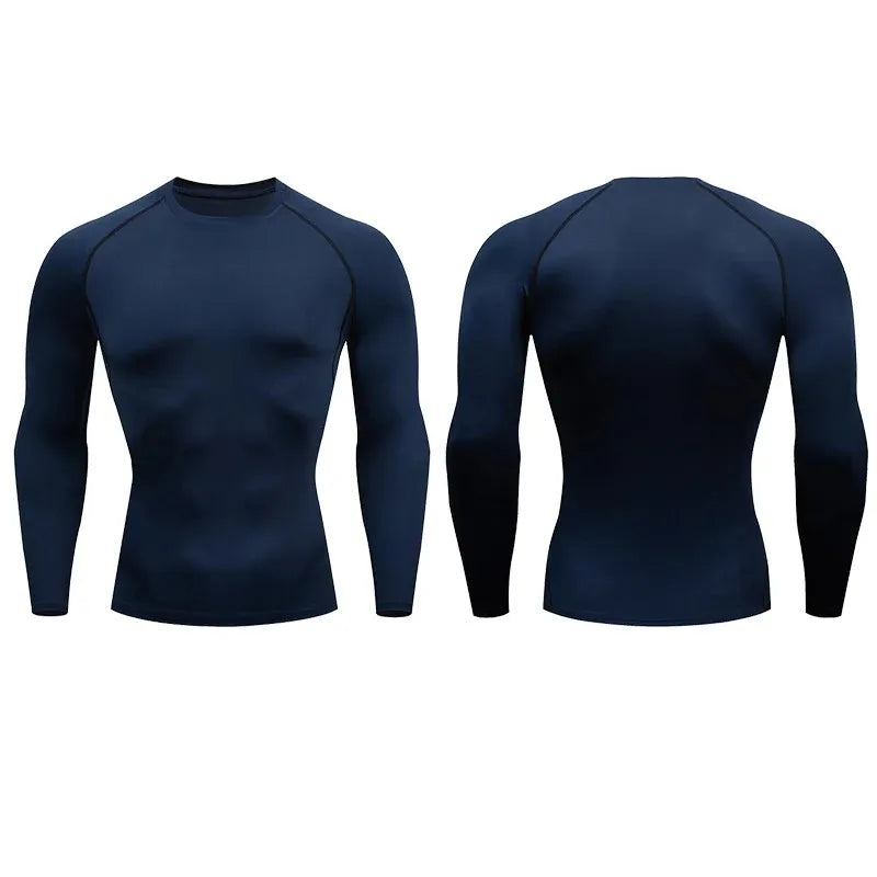 Autumn and winter Keep warm Men Compression Running T-Shirt Fitness Tight Long Sleeve Sport Training Jogging Gym Sportswear