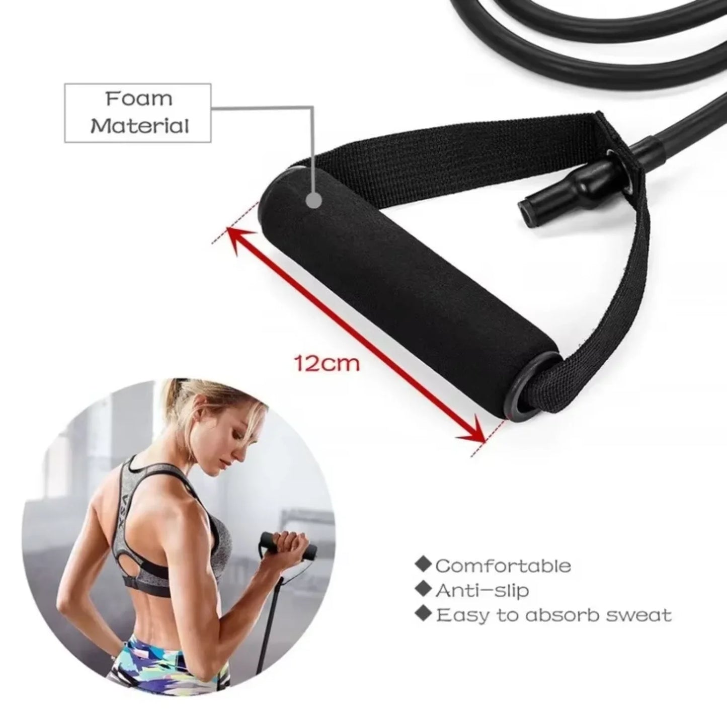 Resistance Band with Handles Yoga Drawstring Elastic Fitness Workout Tube Band   Workout Strength Training