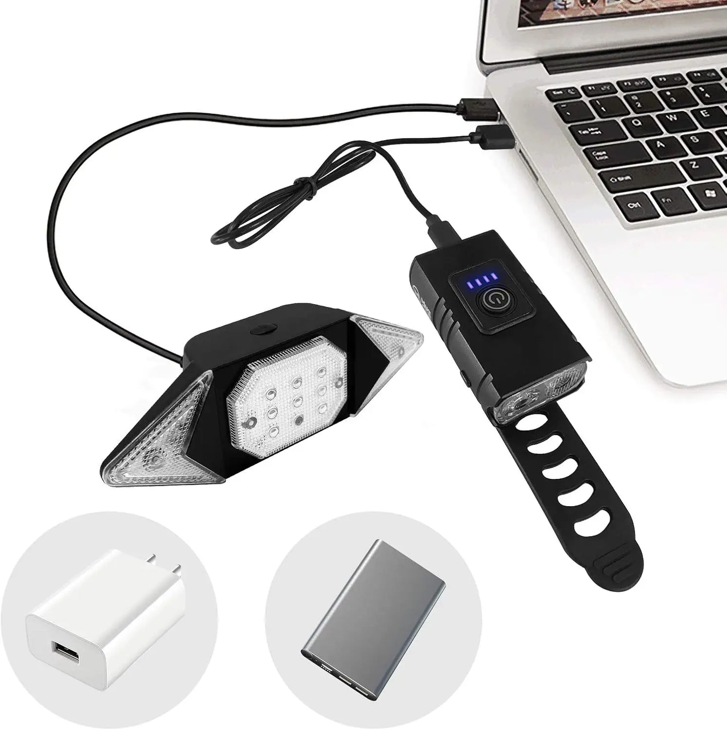 Rechargeable Bike Lights Front Back, Super Bright Headlight Tail Light Set with Turn Signals, Easy Install Safety Flashing Rear