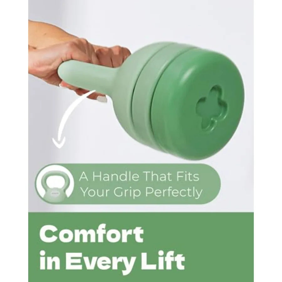 Blue Adjustable Dumbbell (5 lbs) and Green Adjustable Kettlebell (12 lbs) Bundle