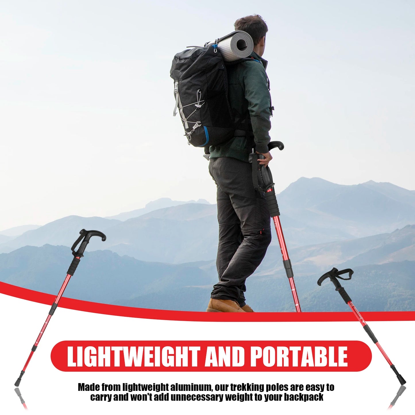 54-110cm Hiking Sticks Walking Stick Trekking Poles Mountaineering Telescopic Walking Stick for Particularly Steep Climb