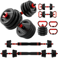 Adjustable Dumbbell Set,20LB(10LB Pair) Free Weight Set with Connector, 4 in1 Dumbbells Set Used as Barbell, Kettlebells, Push u