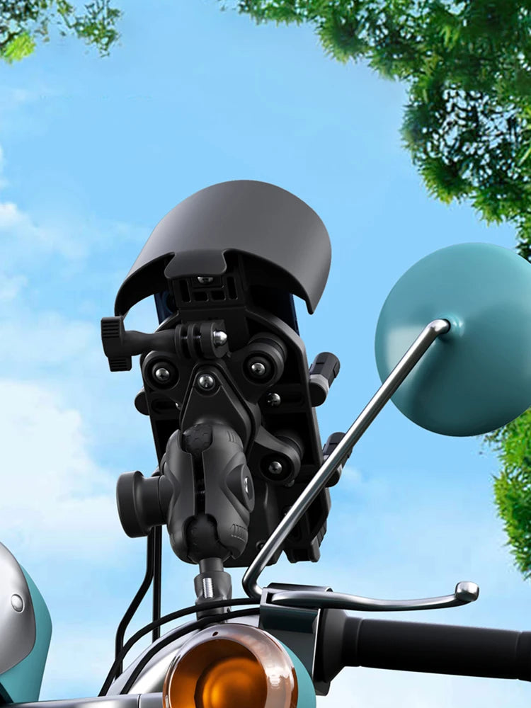 Motorcycle Phone Holder 15W Wireless Charger Shockproof Fast Charger Stand Anti-Theft Smartphone Handlebar Mount Waterproof