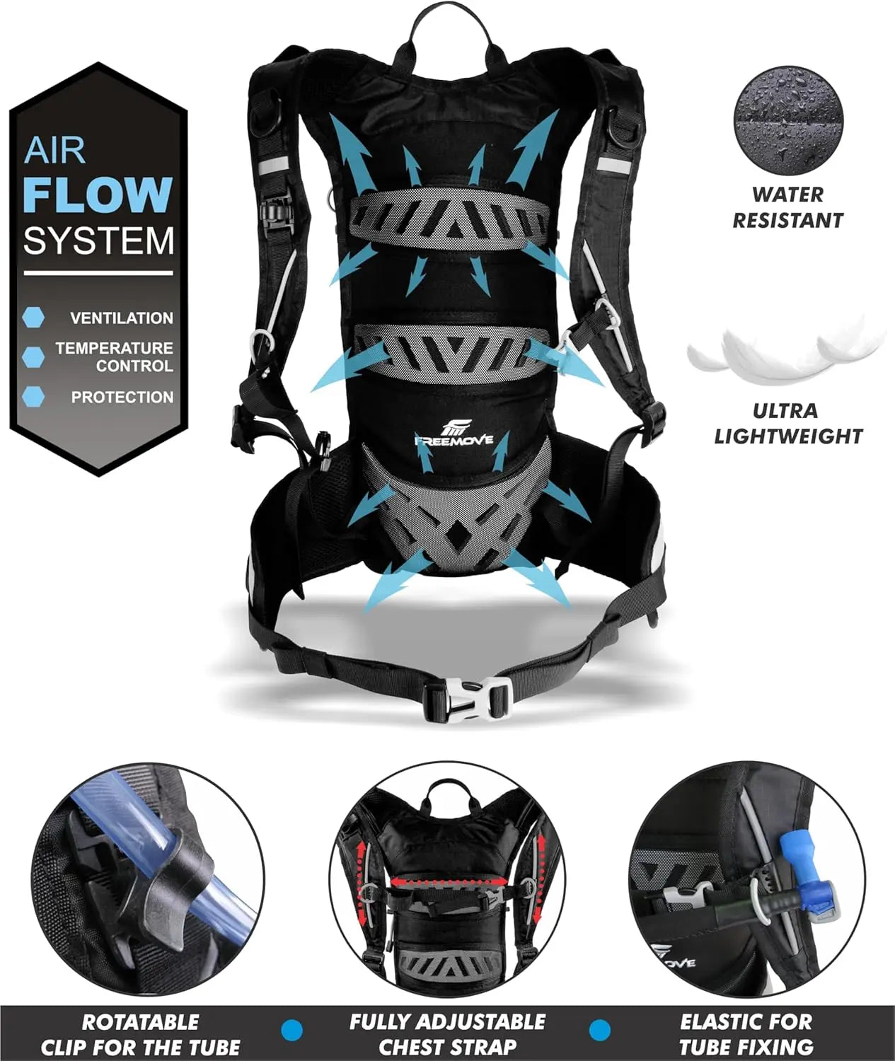 3-in-1 Hydration Backpack with 2L Bladder & Cooler Bag for Hiking, Biking, Running - Durable Water-Resistant Design