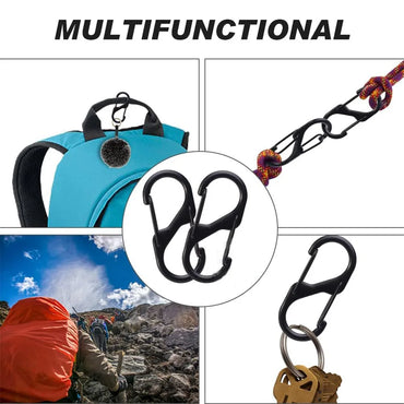 5Pcs S Type Carabiner Mini Keychain Lock  Hook Anti-Theft Outdoor Camping Backpack Buckle Key-Lock Tool Dual Spring Snap Hooks
