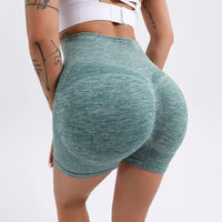 Women Butt Lifting Yoga Shorts Elastic Workout High Waist Tummy Control Ruched Booty Pants Seamless Gym Compression Tights