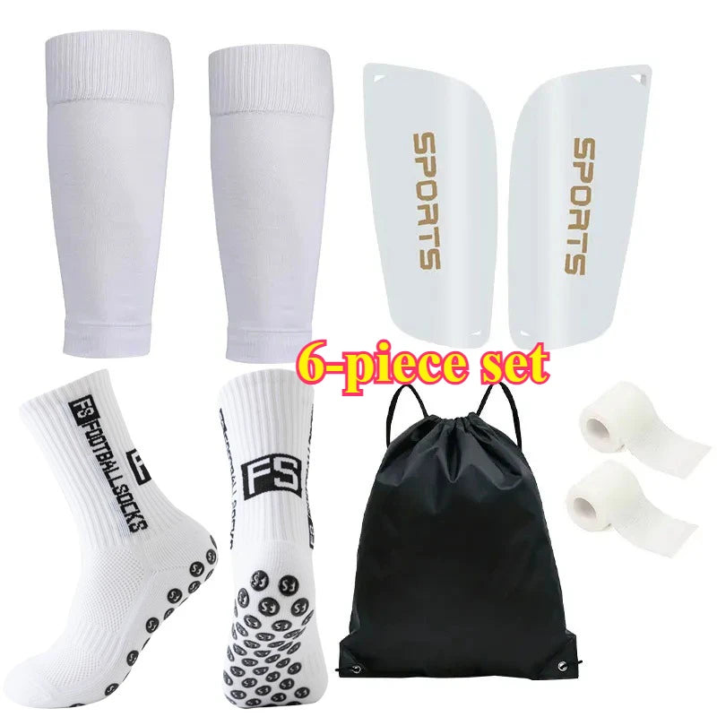 6-piece set of adult football socks, leg guards, bandages, football bags, and knee and bone protection training boards as gifts