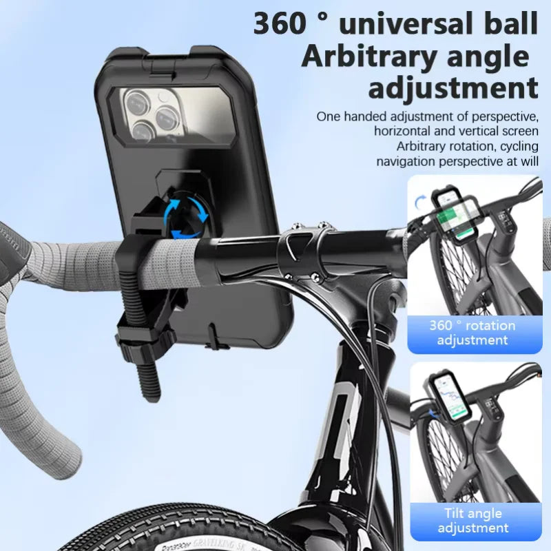 Waterproof Motorcycle Bike Mobile Phone Holder Support Universal 360° Swivel Adjustable Phone GPS Navigation bracket