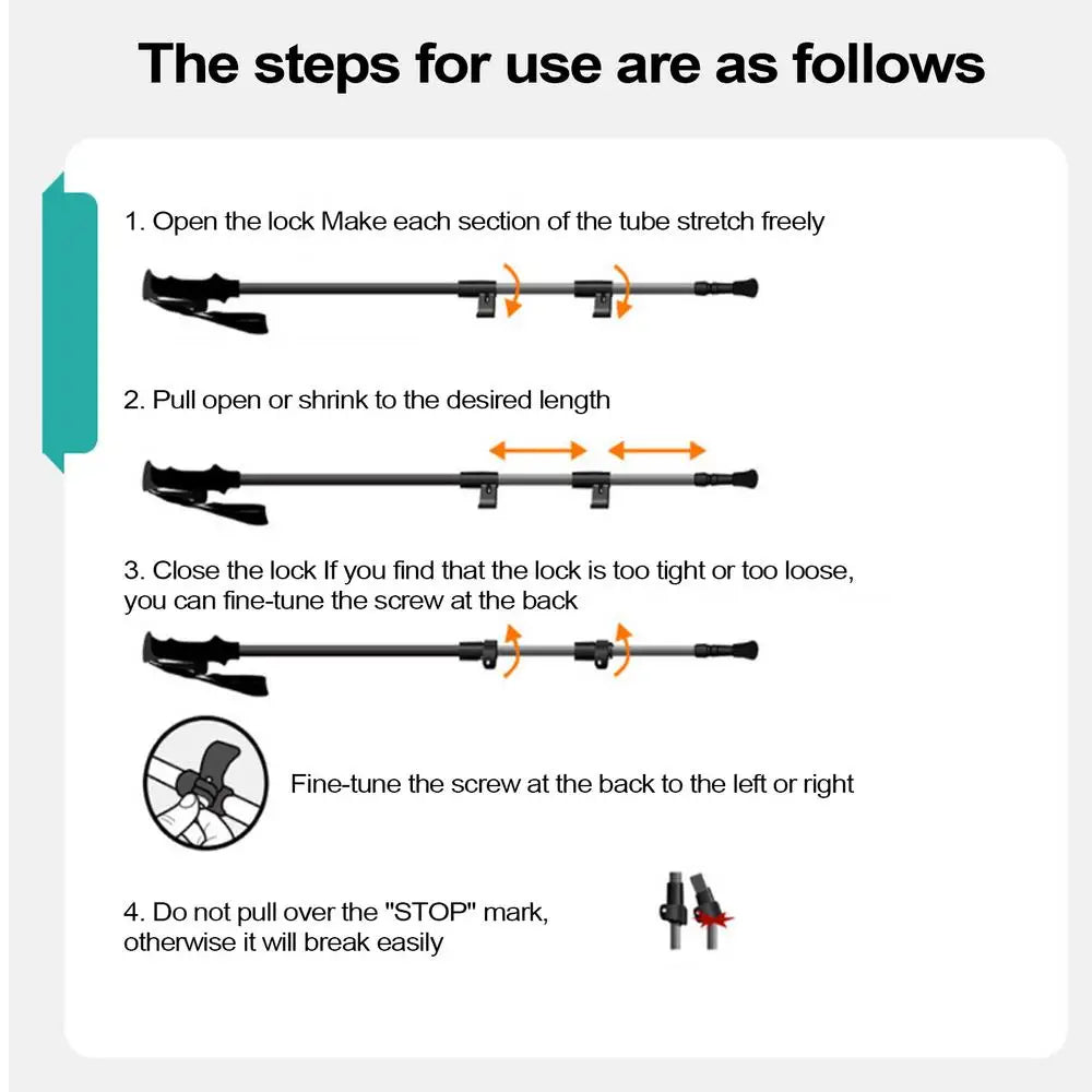 Kids Trekking Stick Lightweight Telescopic Kids Walking Stick EVA Grips Adjustable Aluminum Alloy Hiking Sticks for Boys Girls