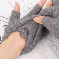 Winter Fingerless Gloves Knitted Thicken Thermal Half Finger Gloves Cycling Driving Working Running Stretchy Touchscreen Mittens