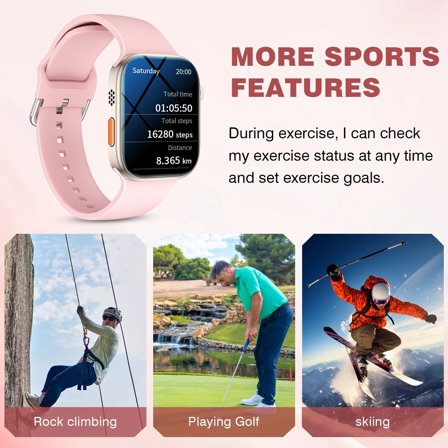 Smart watch, customizable dial, multiple sports modes, answer/make calls, message reminders, suitable for both men and women