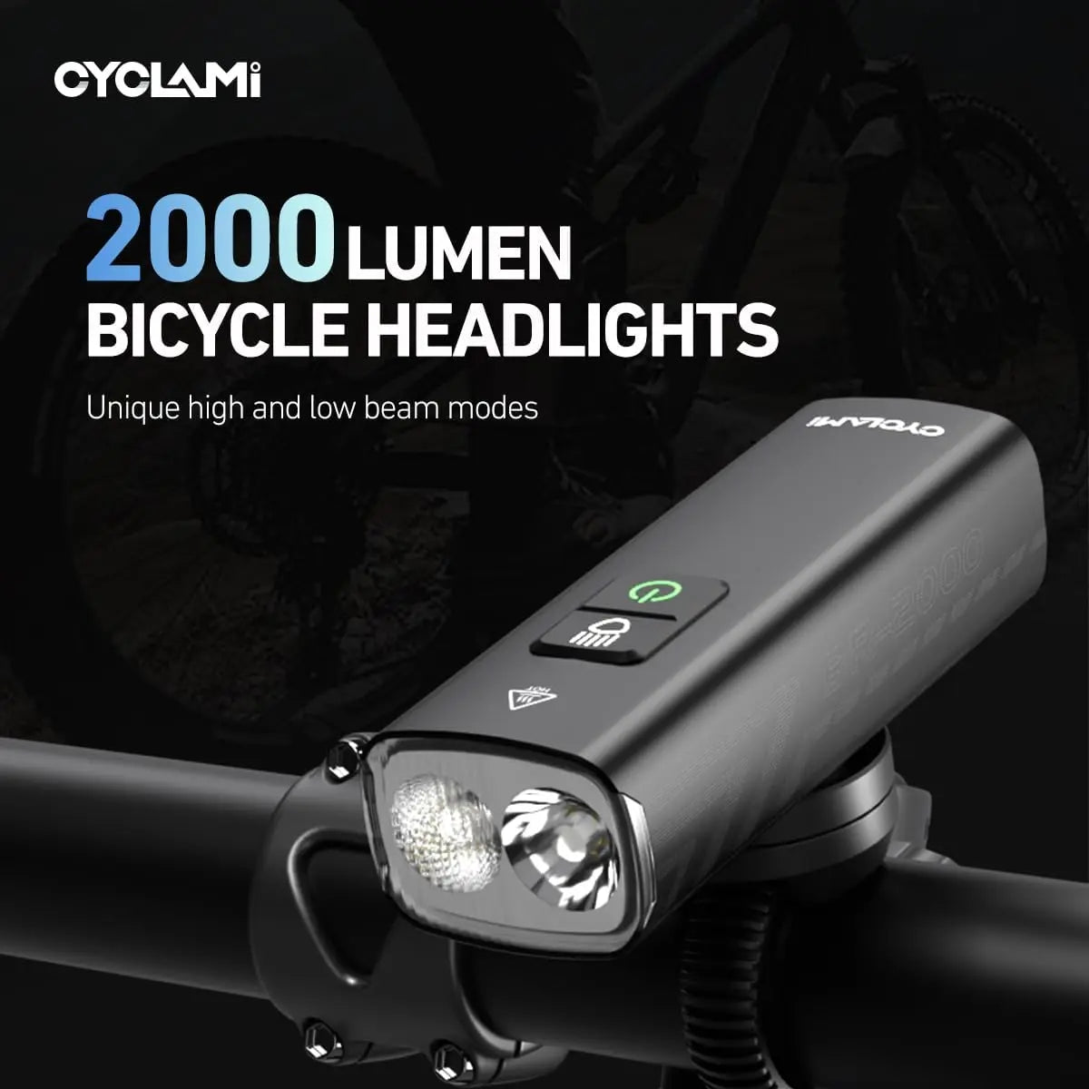 Bike Light Set - 2000 Lumen USB Rechargeable Headlight & Taillight, 5+4 Modes, 200M Range, IPX6 Waterproof, Tool-Free Mount for