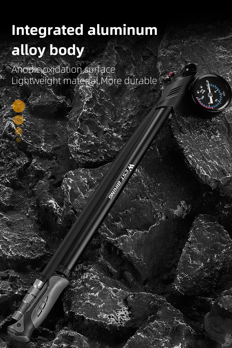 WEST BIKING Portable High-pressure 300psi Bike Air Pump with Gauge for Fork & Rear Suspension Shock Absorber Mountain Bicycle