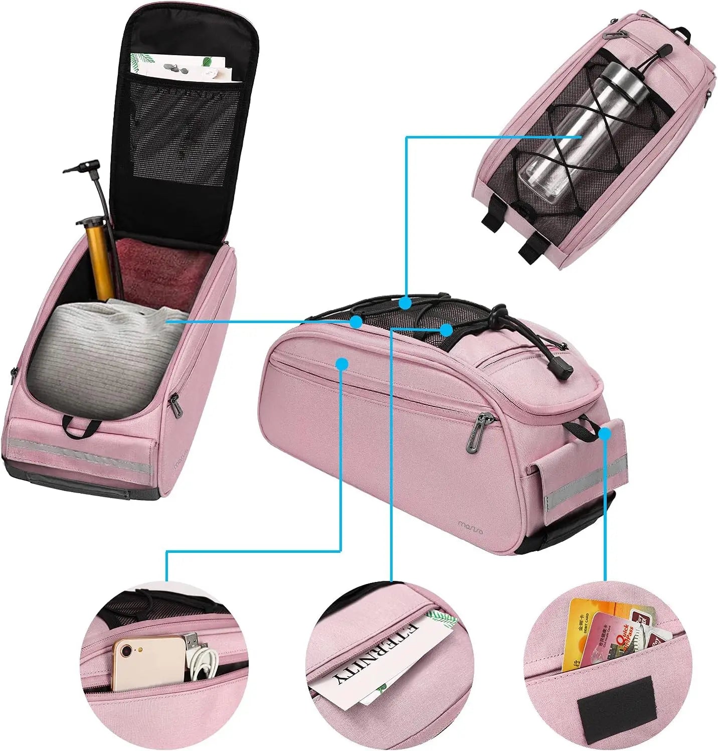 Waterproof Bike Rack Bag, Rear Seat Pannier for Cycling Storage