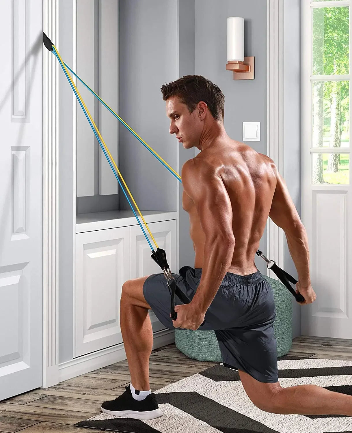 Pilates Bar Kit with Resistance Bands Multifunctional Yoga Bar Portable Home Gym Resistance Bar Kit for Full Body Workouts