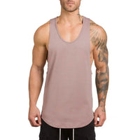 Plain Vests Cotton Breathable Sleeveless T-shirts Gym Fitness Bodybuilding Training Clothing Mens Running Sport Muscle Tank Tops
