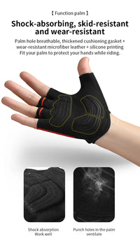 Cycling Half Finger Gloves Bike MTB Gloves Breathable Short Finger Thickened Palm Shock-Absorbing Anti Slip Outdoor Sport Gloves
