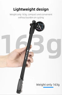 WEST BIKING Portable High-pressure 300psi Bike Air Pump with Gauge for Fork & Rear Suspension Shock Absorber Mountain Bicycle