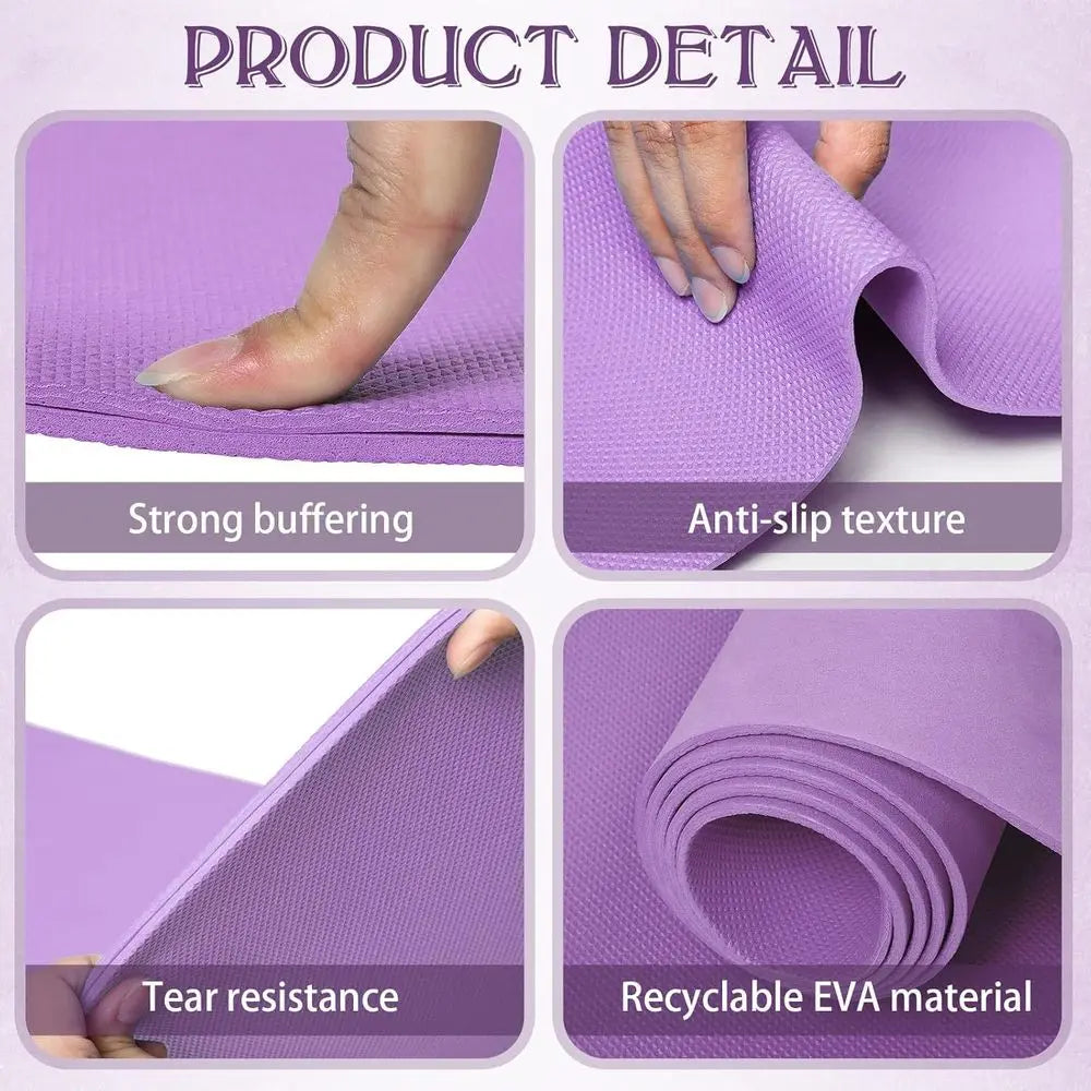 Bulk 10 Yoga Mats, 68 x 24 x 4mm, Latex-Free, Non-Slip for Kids & Adults, Ideal for Outdoor Yoga, Pilates, Exercise