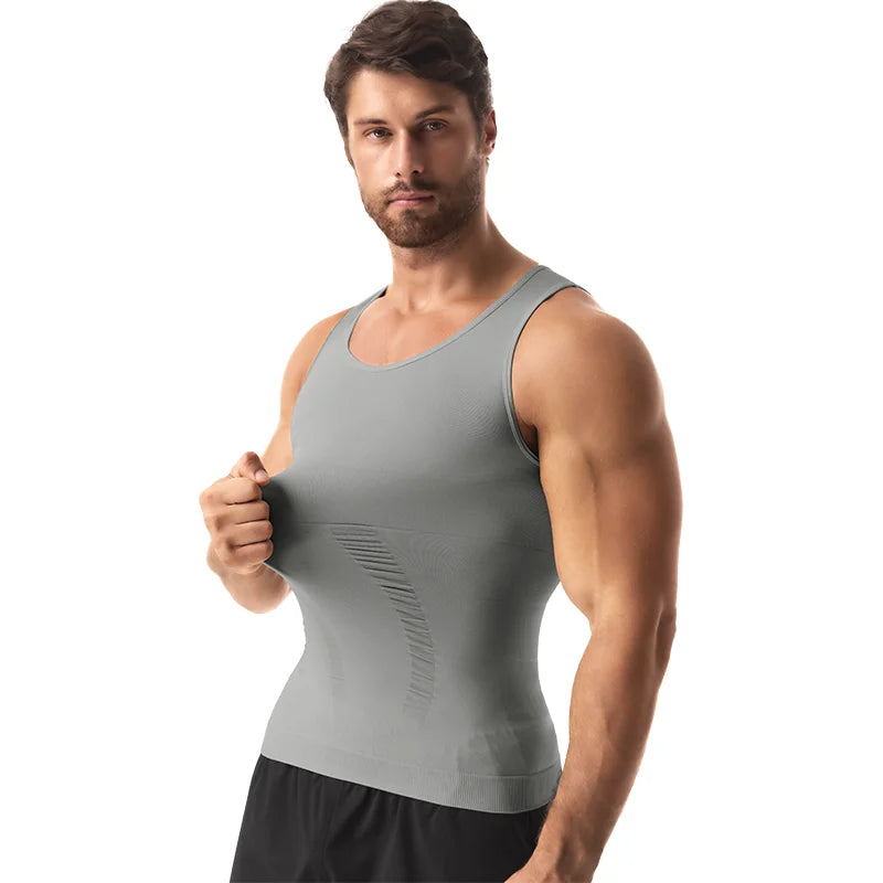 Men Compression Vest Sleeveless Shapewear Slimming Body Shaper Shirt Gym Workout Corset Tummy Control Tank Top Abs Abdomen