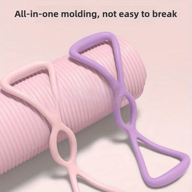 Pink 8-shaped tension device, open back 8-shaped tension rope, back strength training elastic stretching band