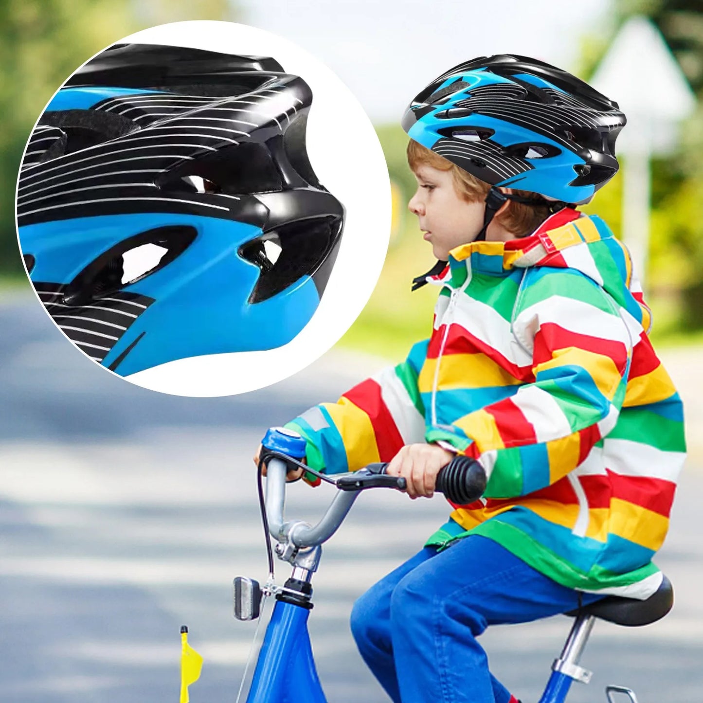 Bicycle Sport Protective Gear Set Breathable Kids Skateboard Scooter Helmet Set 48-55cm for Skateboard/Bike/Skating/Cycling