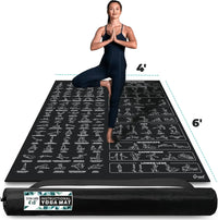 Extra-Large Yoga Mat with Printed Poses - 6x4 Feet, Non-Slip, Includes Carry Bag