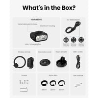 1300 Lumens USB-C Rechargeable Bike Headlight, Waterproof IPX6, Compatible with Garmin/Wahoo for Night and Urban Cycling