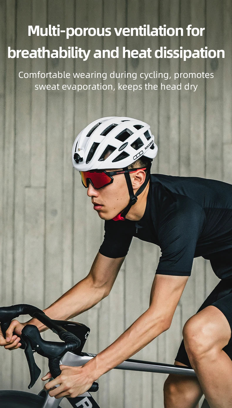 ROCKBROS Cycling Light Helmet USB Charging Electric LED Front Light Helmet Night Cycling Safety Helmet Bicycle Scooter Helmet