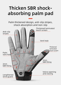 ROCKBROS Full-Finger Touchscreen-Compatible Cycling Gloves for Bicycles & Motorcycles Men and Women - Spring Autumn & Winter