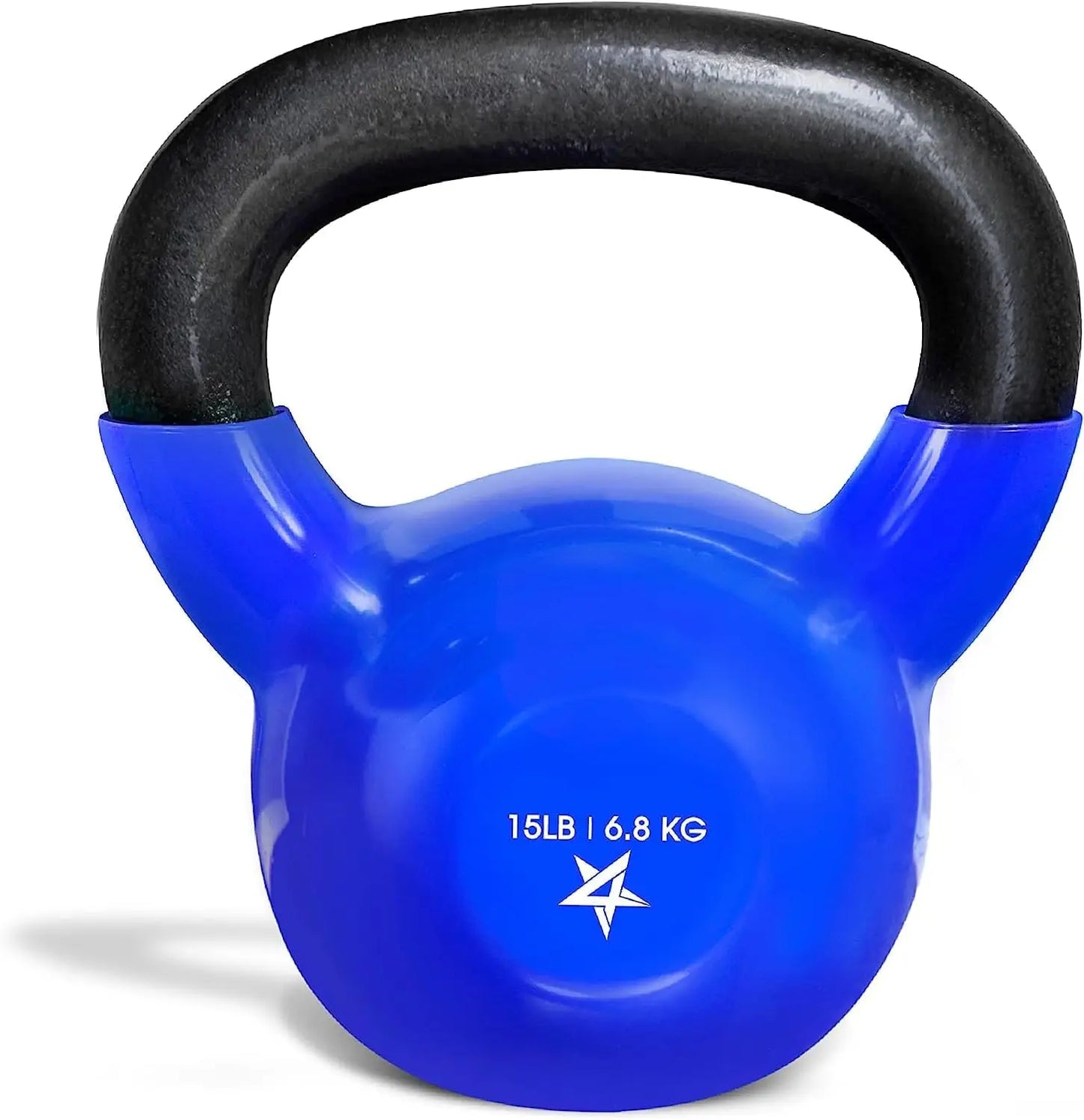 15lbs Kettlebells Vinyl Coated Cast Iron for Dumbbell Weights Exercises, Gym, Fitness, Full Body Workout Equipment Push up, Gr