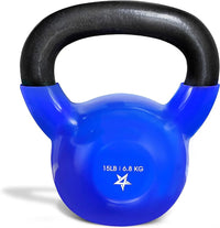 15lbs Kettlebells Vinyl Coated Cast Iron for Dumbbell Weights Exercises, Gym, Fitness, Full Body Workout Equipment Push up, Gr