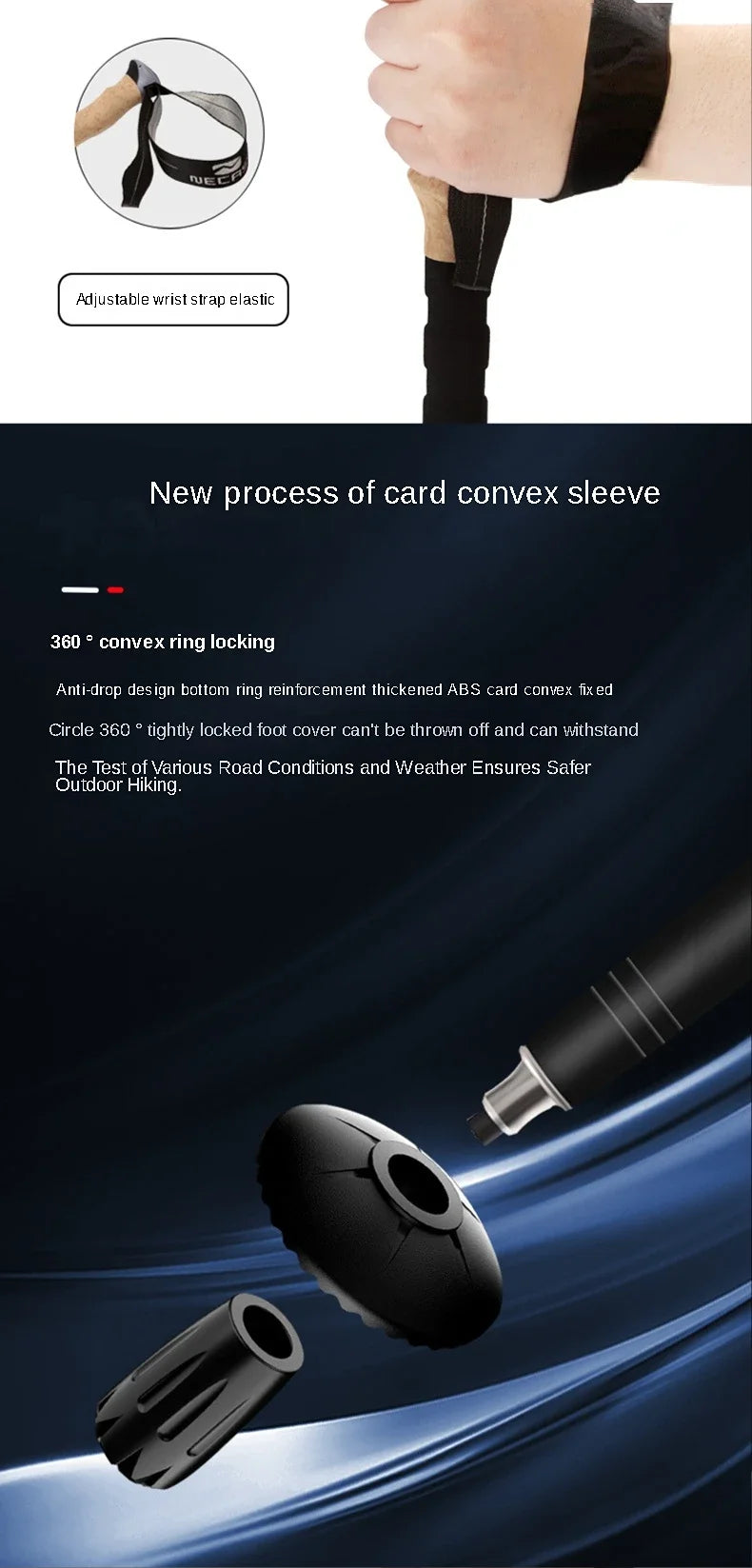 2PCS Trekking Poles Walking Sticks Alpenstock Telescopic Ultralight Premium Adjustable with Quick Lock Hiking Cane