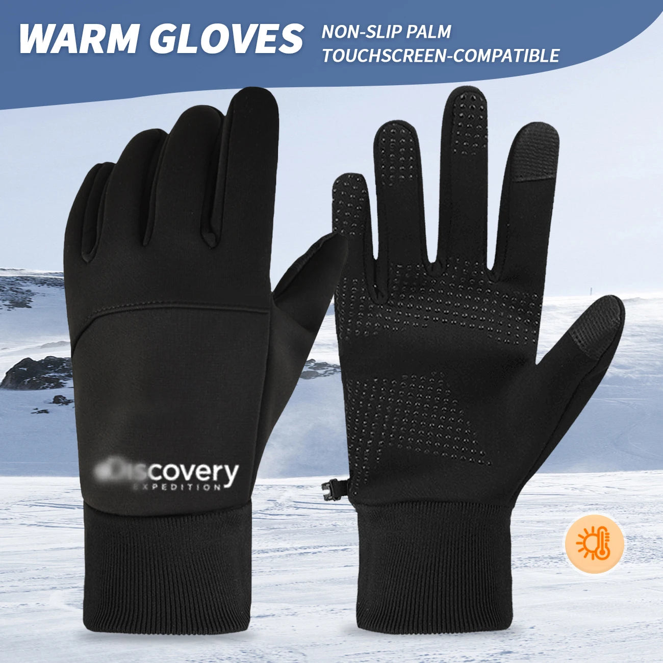 1 Pair Men's Winter Bicycle Gloves Touch Screen Windproof Warm Gloves Waterproof Sports Full Finger Warm Bicycle Outdoor Gloves