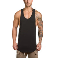Plain Vests Cotton Breathable Sleeveless T-shirts Gym Fitness Bodybuilding Training Clothing Mens Running Sport Muscle Tank Tops