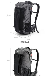 Naturehike Outdoor Mountain Backpack 60+5L Waterproof High Capacity Sports Climbing Hiking Travel Bag With Rain Cover