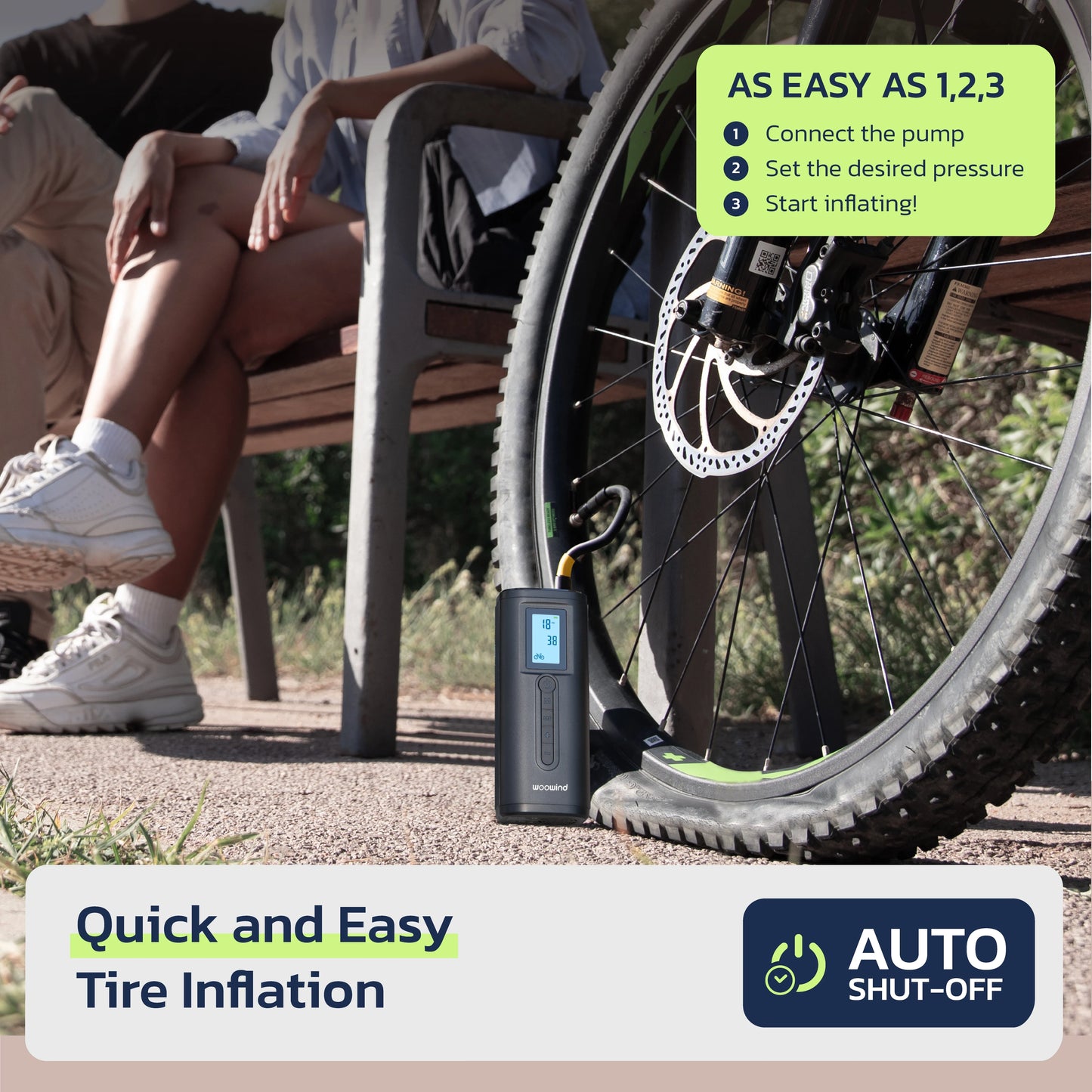 Woowind AP2-P Tire Inflator Portable Air Compressor 150PSI Air Pump for Car Tires, Bike Pump, Auto Stop, Quick Inflation