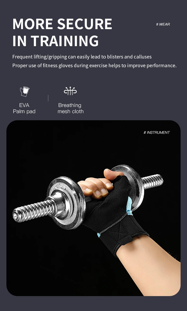 Workout Gloves Men Women Gym Lifting Fitness Climbing Exercises Work Out Wrist Belt Shock Absorb Foam Pad Palm Crossfit