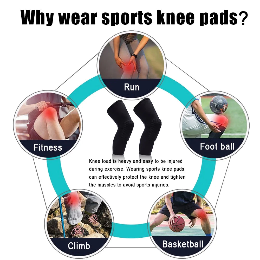 1PC Basketball Knee Pads Sleeve Honeycomb Brace Elastic Kneepad Protective Gear Patella Foam Support Volleyball Support