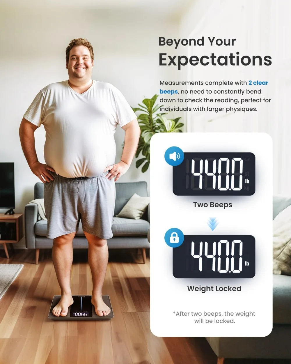 550lb Digital Bathroom Scale with Large LED Display, High Capacity Weighing Machine Accurate to 0.05lb