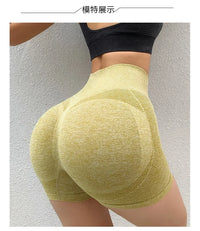 Women Butt Lifting Yoga Shorts Elastic Workout High Waist Tummy Control Ruched Booty Pants Seamless Gym Compression Tights
