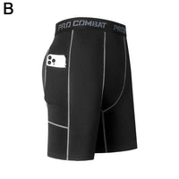 High Performance Men's Compression Short Pants With Pocket Elastic Quick Dry Breathable Stretchy Base Layer For Sports Gym
