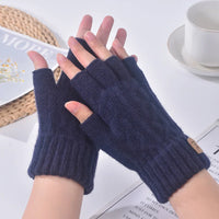 Winter Fingerless Gloves Knitted Thicken Thermal Half Finger Gloves Cycling Driving Working Running Stretchy Touchscreen Mittens
