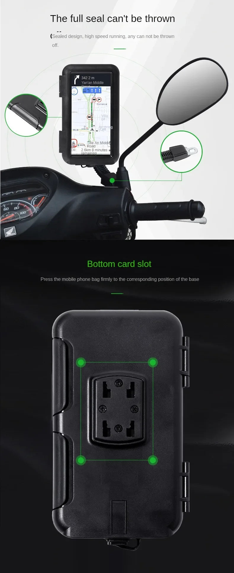 Motorcycle Phone Holder Support Moto Bicycle Waterproof Case Handlebar Stand Case Mount Waterproof Scooter Motorbike Phone Bag