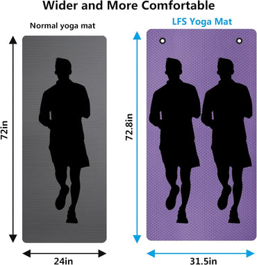 Extra Wide Non-Slip Yoga Mat with Strap and Bag, Thick Exercise Mat for Home Outdoor Workouts