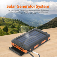 20000mAh Solar Charger Waterproof Portable Solar Power Bank Dual 5V USB Ports 2 LED Flashlight Compass for Outdoor Camping Hik