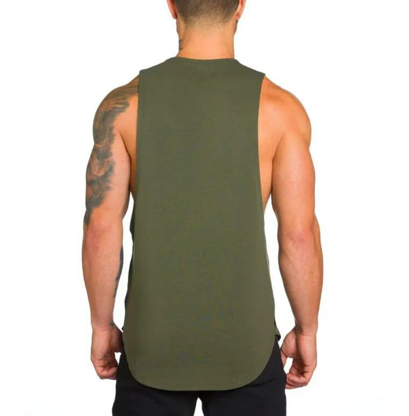 Plain Vests Cotton Breathable Sleeveless T-shirts Gym Fitness Bodybuilding Training Clothing Mens Running Sport Muscle Tank Tops
