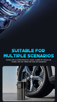 Digital Display Portable Tire Inzzator, USB Rechargeable Air Compressor for Car Bike Motorcycle Tires, Balls, Inflatable Toys